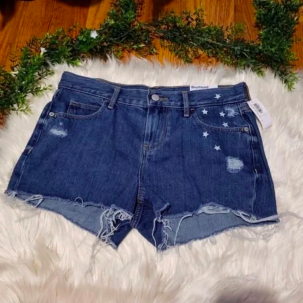 OLD NAVY boyfriend cutoff distressed shorts denim 2